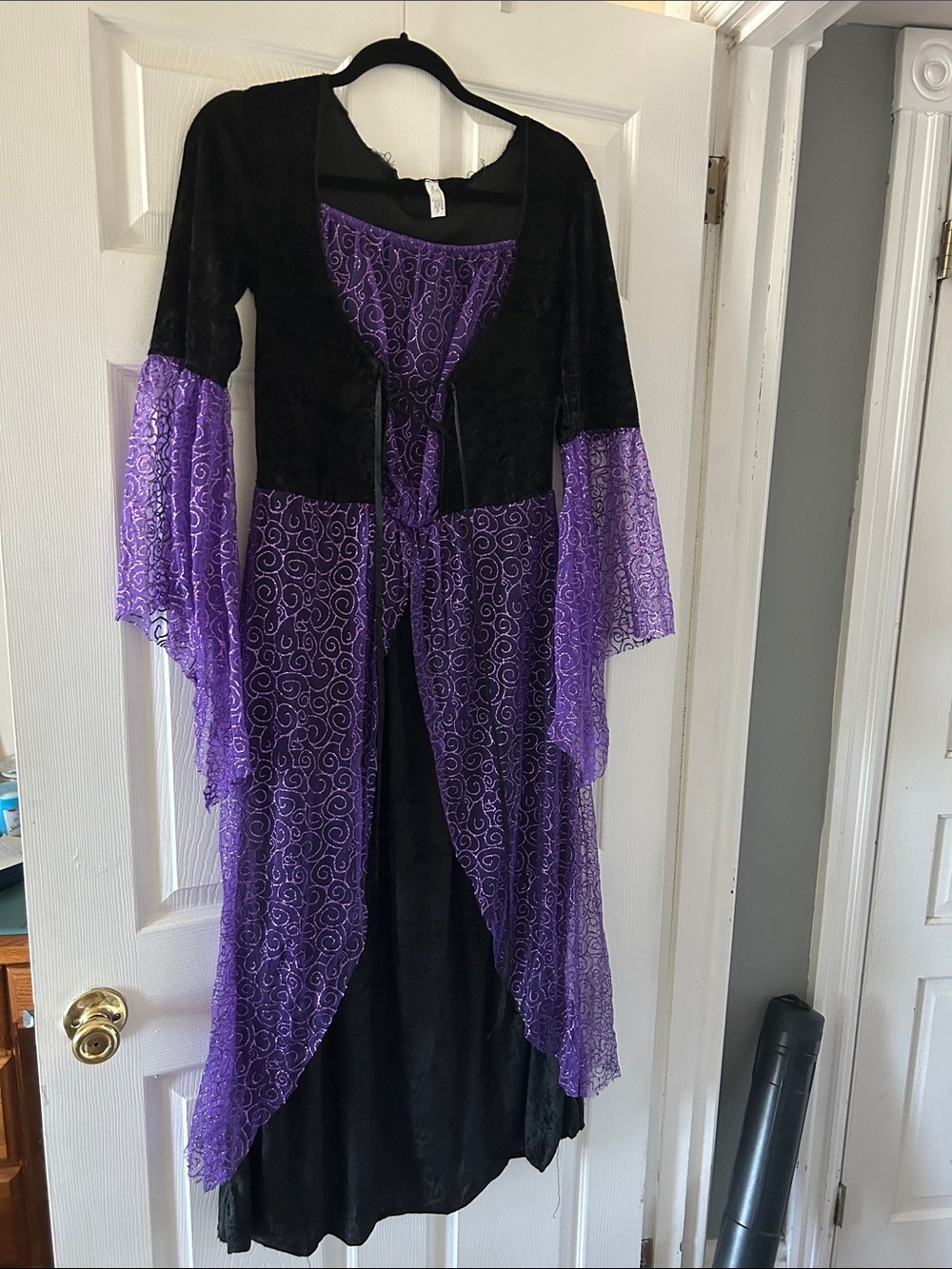 Kids Purple and Black Witch Costume Long Sleeve Dress